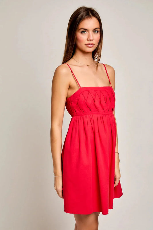 Red Spaghetti Strap Inspired Flared Mini Dress