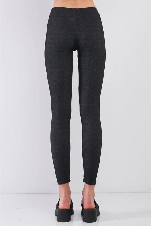 Washed Black Mid Rise Skinny Fit Legging Pants