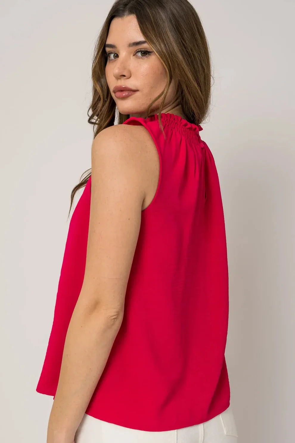 Sleeveless Neck Smocking Top
