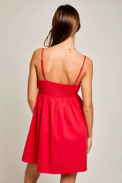 Red Spaghetti Strap Inspired Flared Mini Dress