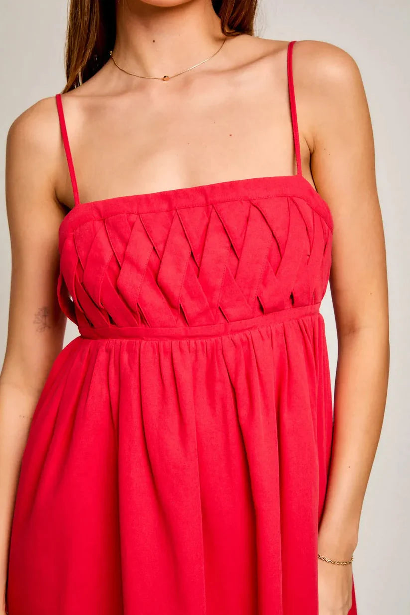 Red Spaghetti Strap Inspired Flared Mini Dress