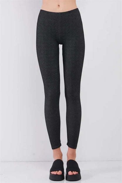 Washed Black Mid Rise Skinny Fit Legging Pants